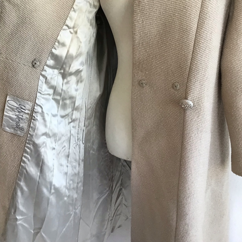 Youth Craft Women Vintage Beige Pea Coat with Brown Faux Fur Trim M - Picture 8 of 12